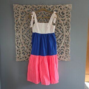 Lilly Pulitzer - Anlee Colorblock Pink Blue White Tiered Cotton Sundress 4